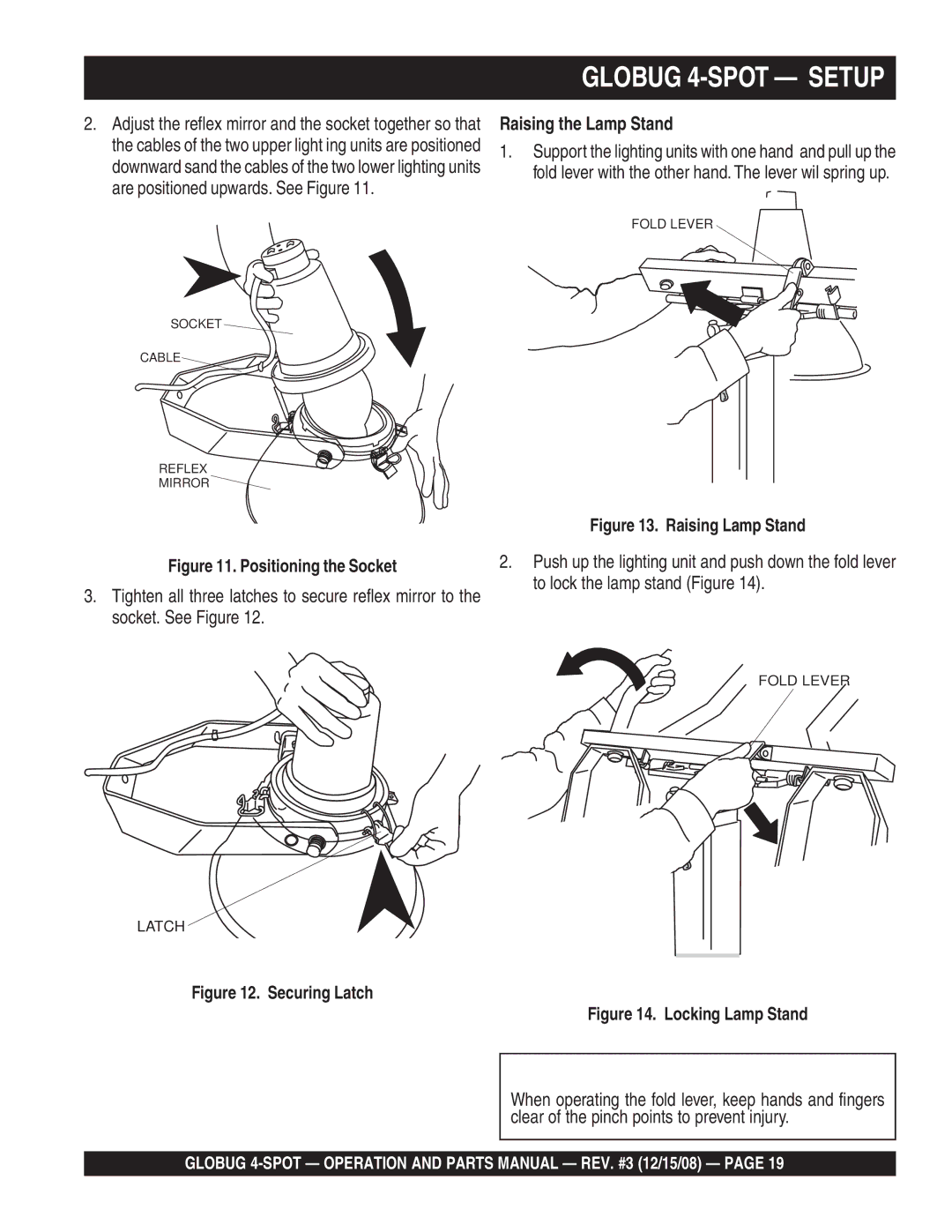 Multiquip gb43sc manual Raising the Lamp Stand, Raising Lamp Stand 