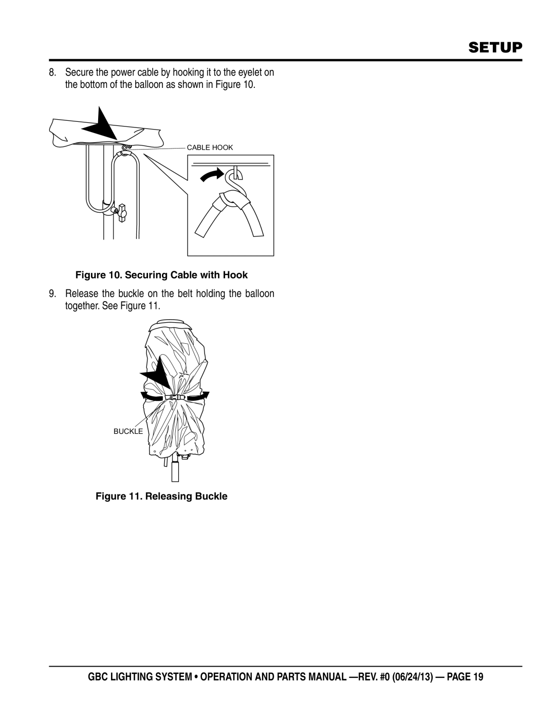 Multiquip GBC manual Securing Cable with Hook 