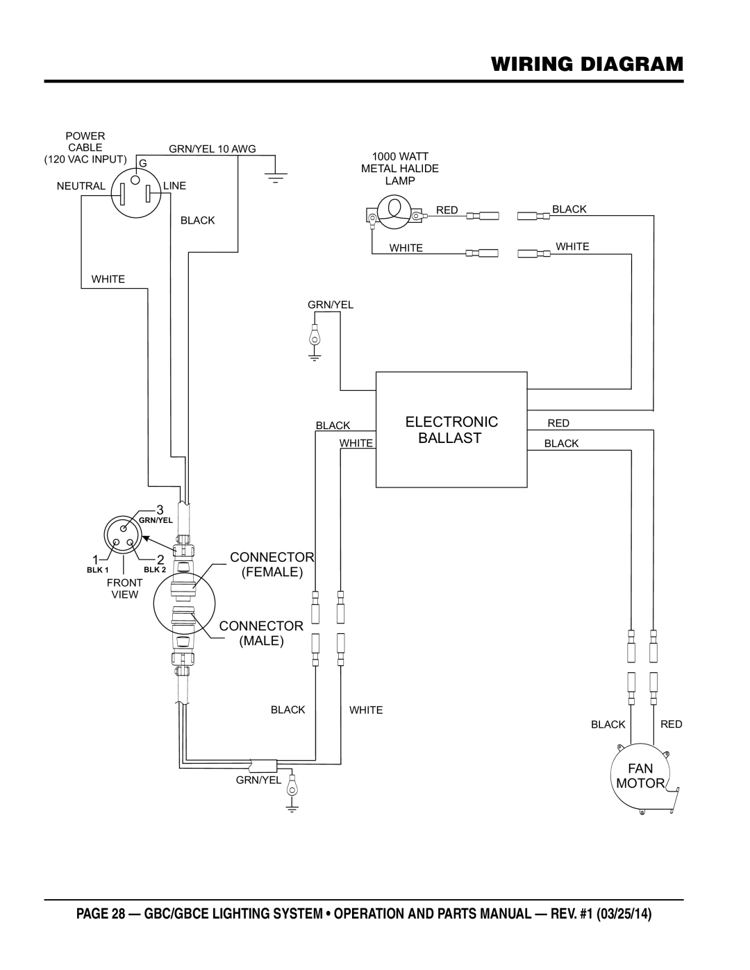 Multiquip gbe/gbce manual Wiring diagram, Black Electronic White Ballast 