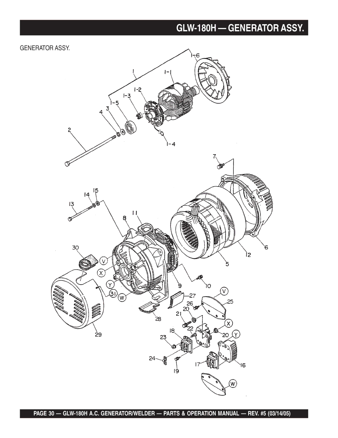 Multiquip operation manual GLW-180H Generator Assy 