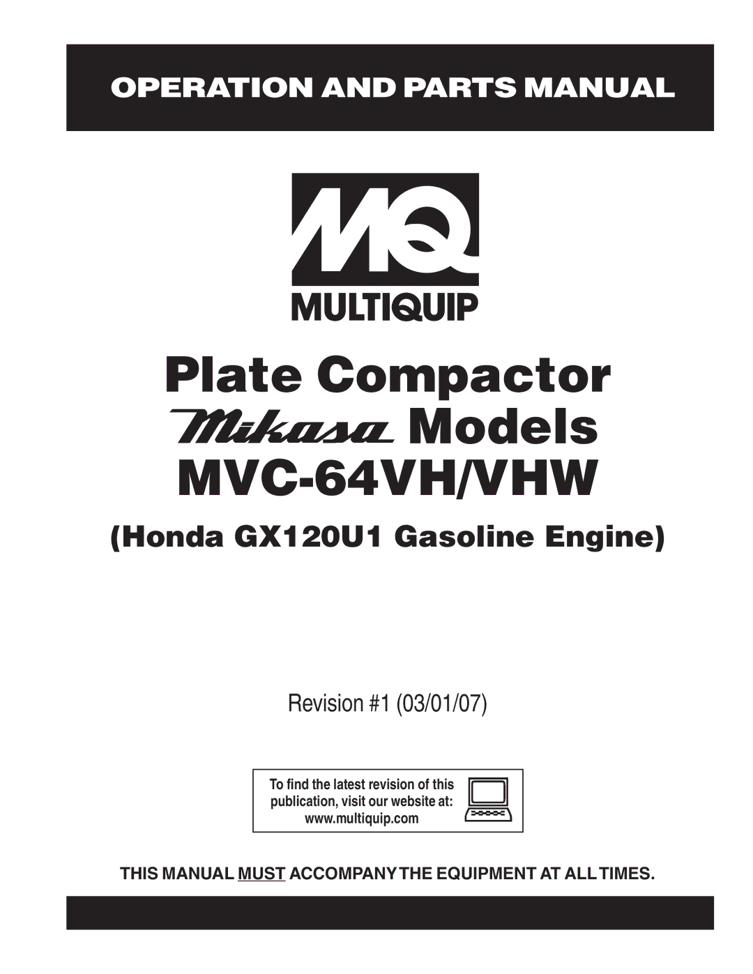 Multiquip GX12061 manual MVC-64VH/VHW 