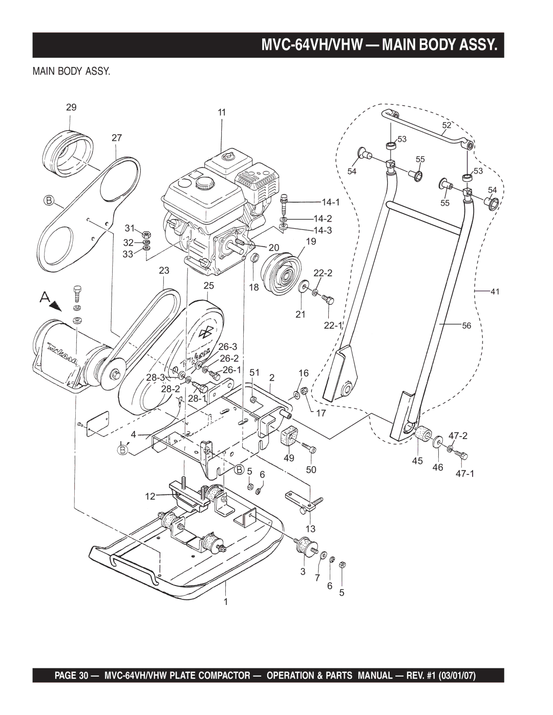 Multiquip GX12061 manual MVC-64VH/VHW Main Body Assy 