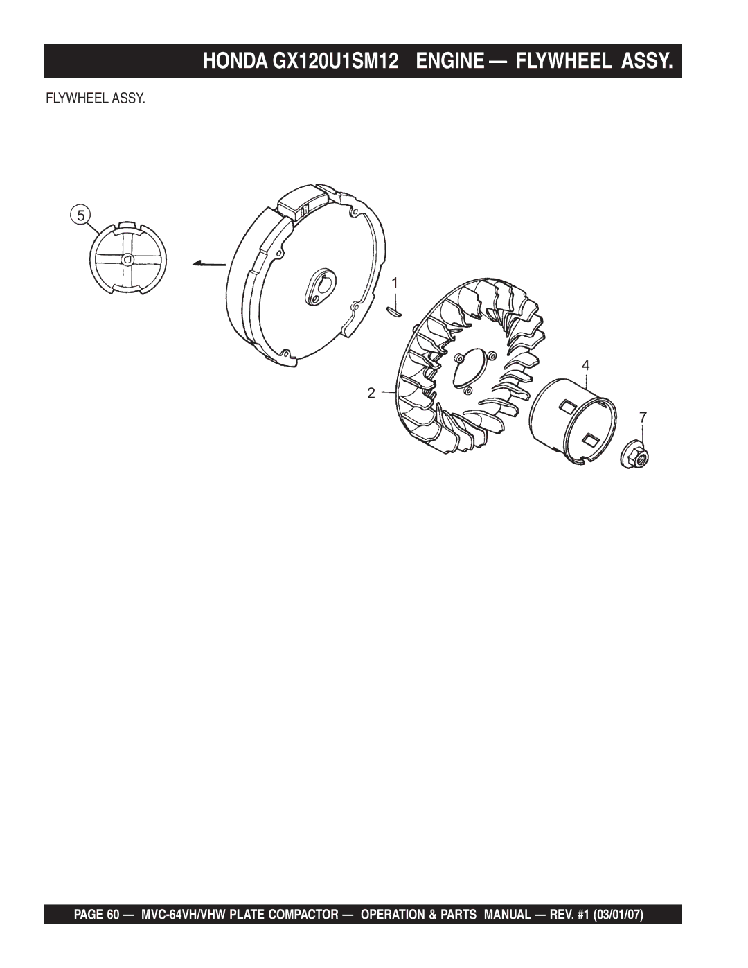 Multiquip GX12061 manual Honda GX120U1SM12 Engine Flywheel Assy 