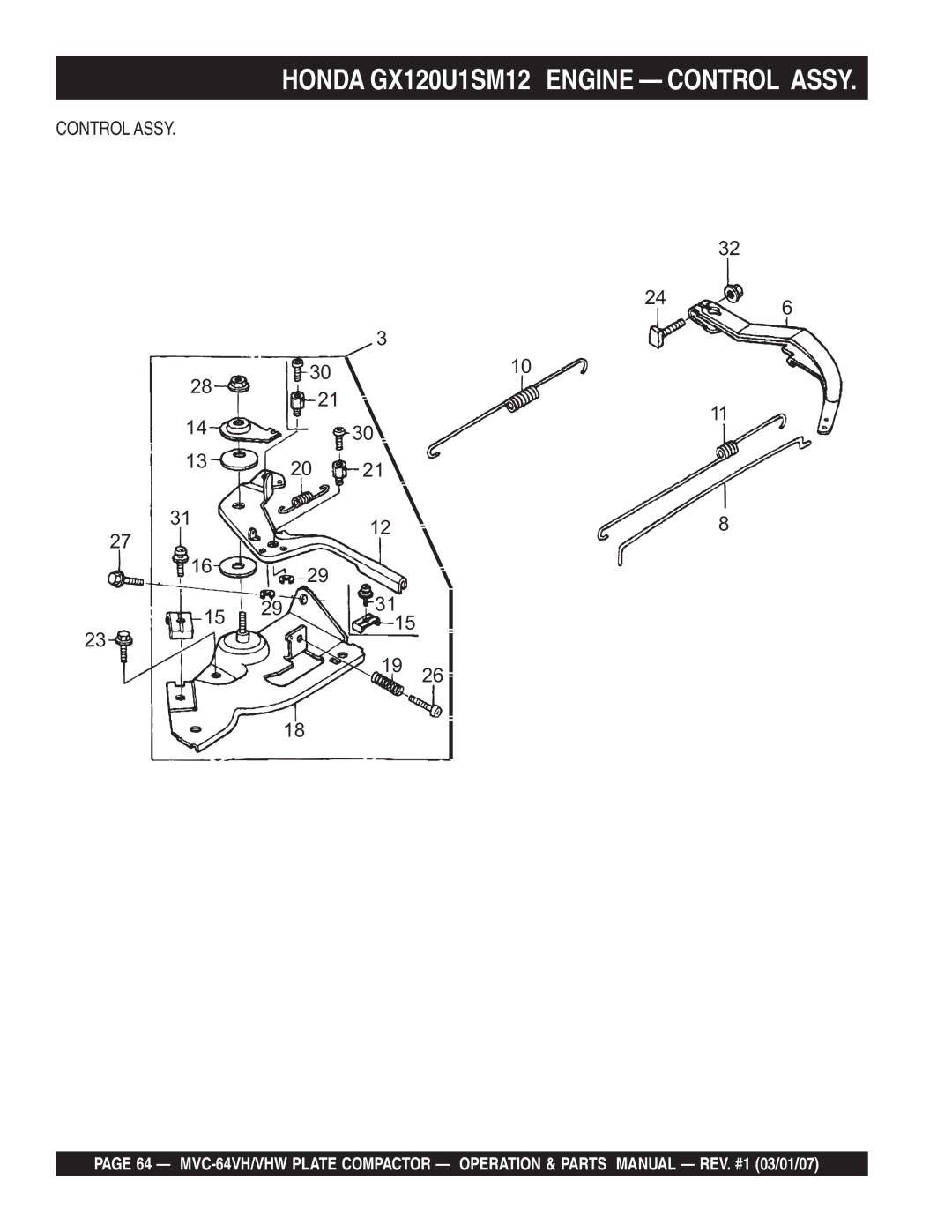 Multiquip GX12061 manual Honda GX120U1SM12 Engine Control Assy 