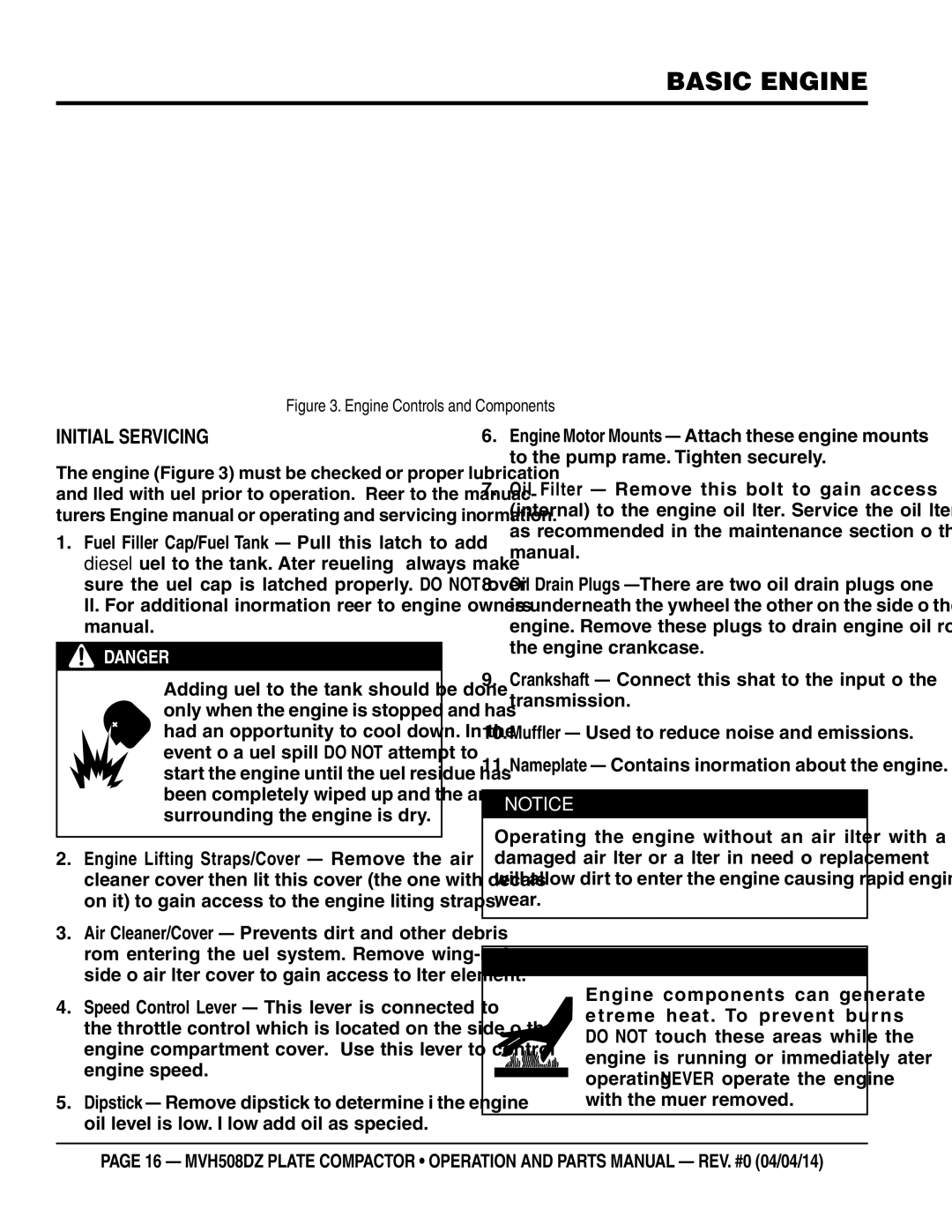 Multiquip HATZ1D81S-325 manual Basic Engine, Initial Servicing 