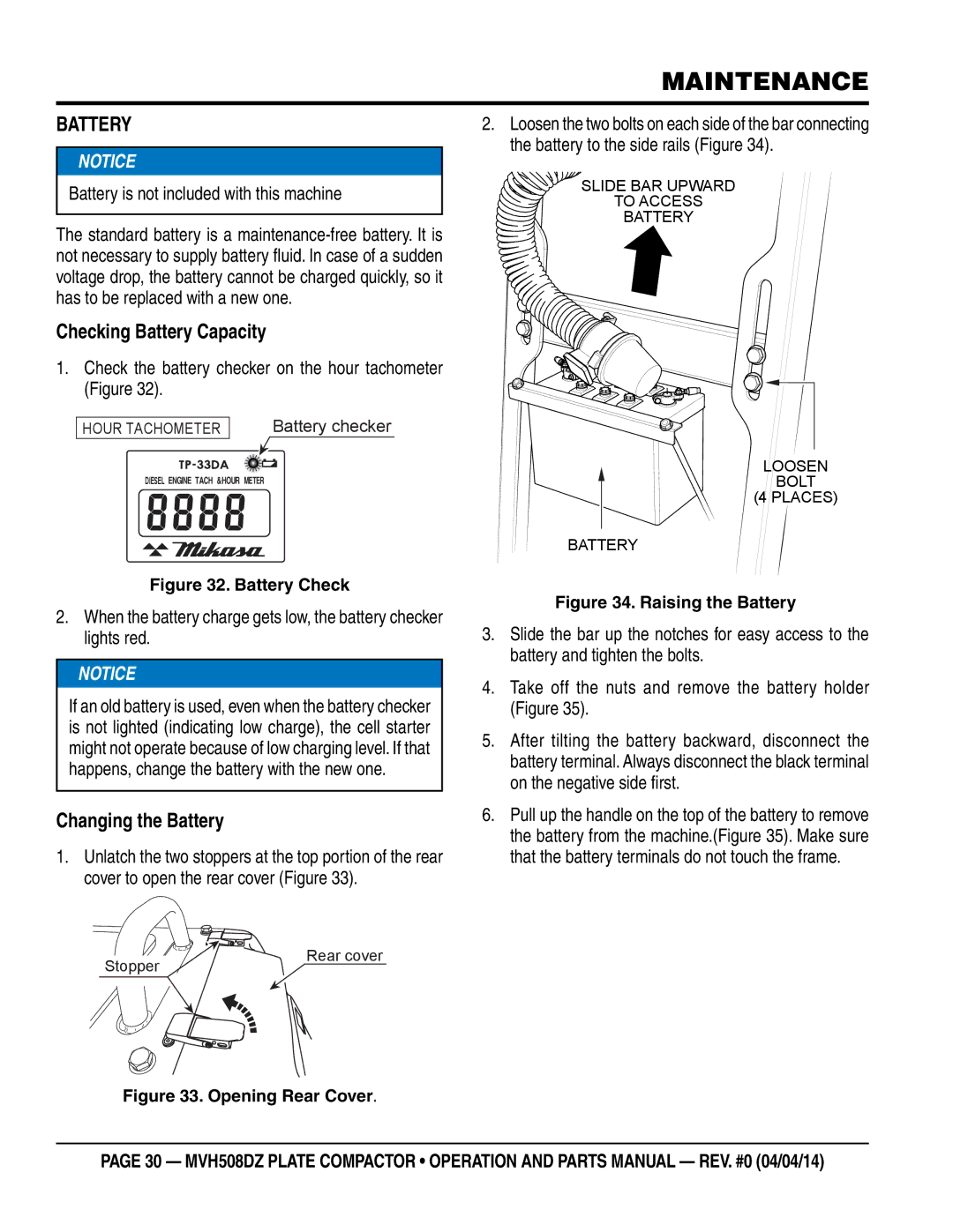 Multiquip HATZ1D81S-325 manual Battery is not included with this machine 