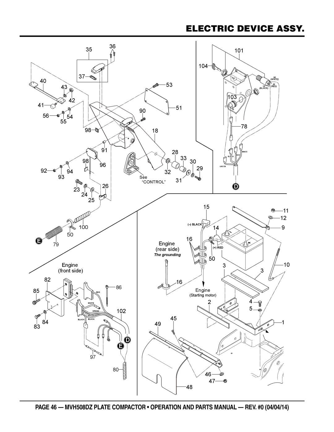 Multiquip HATZ1D81S-325 manual Electric Device Assy, 103 