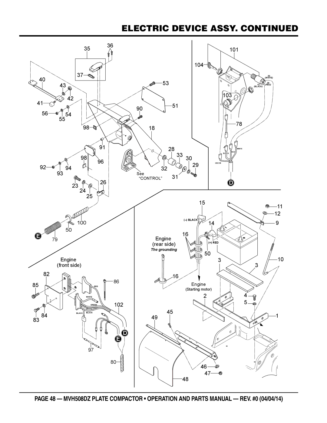 Multiquip HATZ1D81S-325 manual Electric Device Assy 