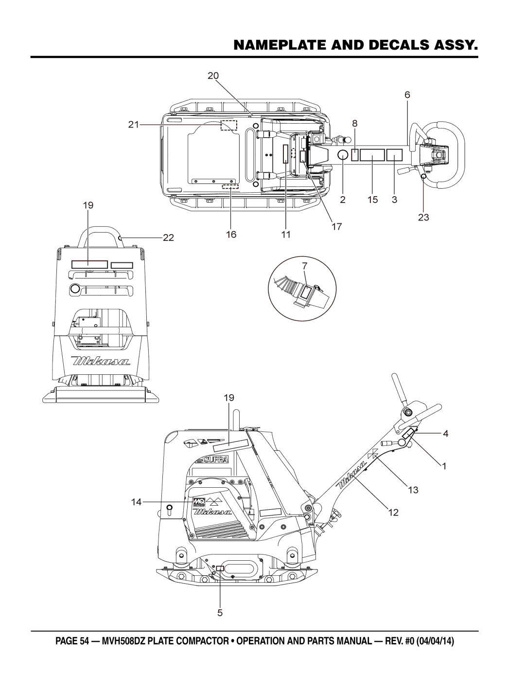 Multiquip HATZ1D81S-325 manual Nameplate and Decals Assy 