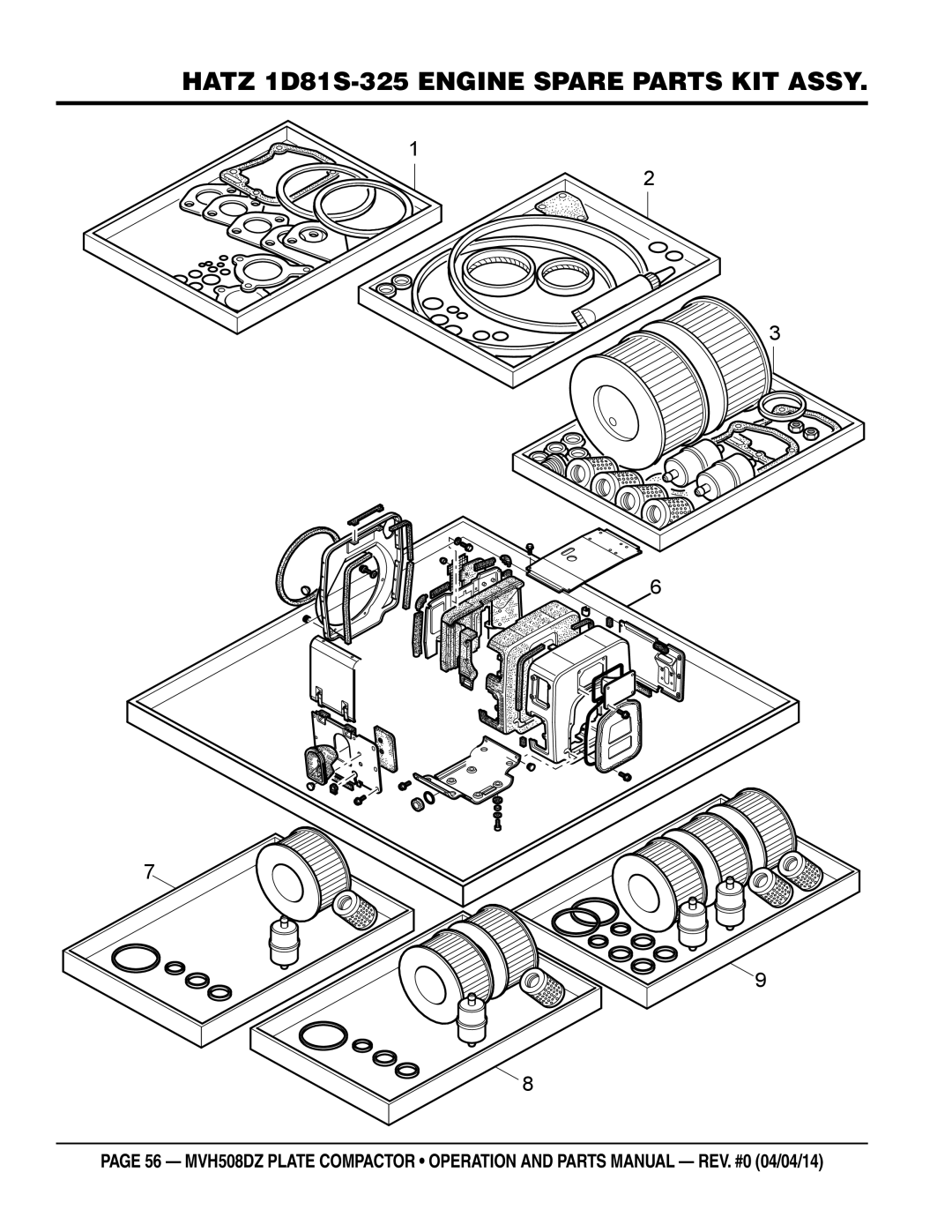 Multiquip HATZ1D81S-325 manual Hatz 1D81S-325 Engine Spare Parts KIT Assy 