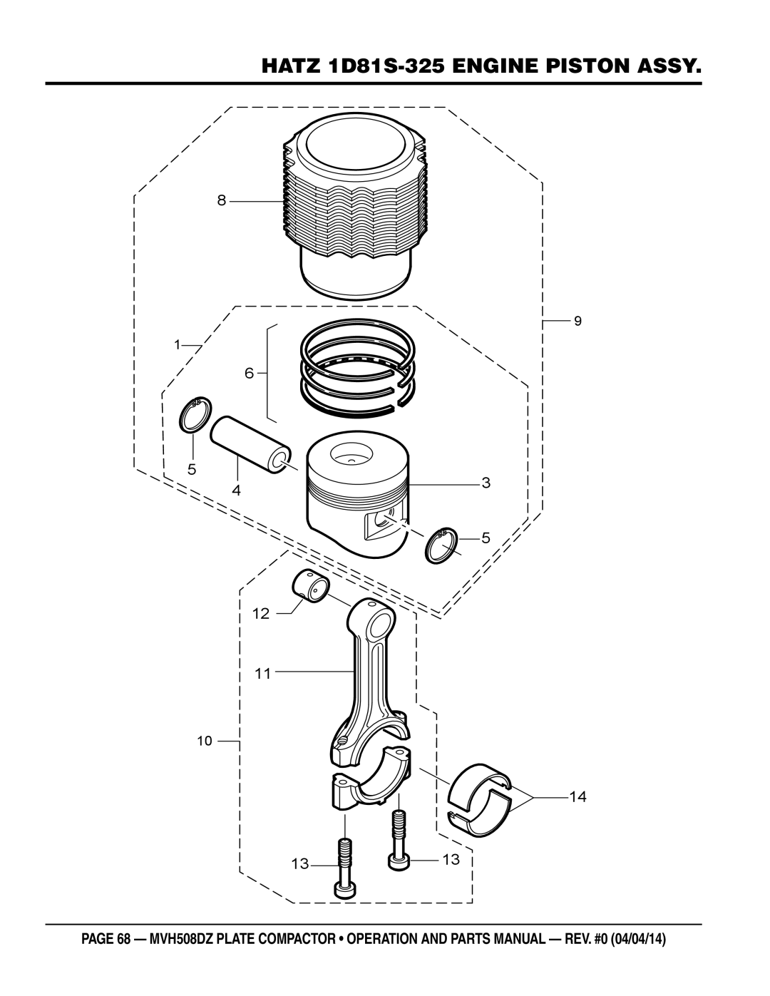 Multiquip HATZ1D81S-325 manual Hatz 1D81S-325 Engine Piston Assy 