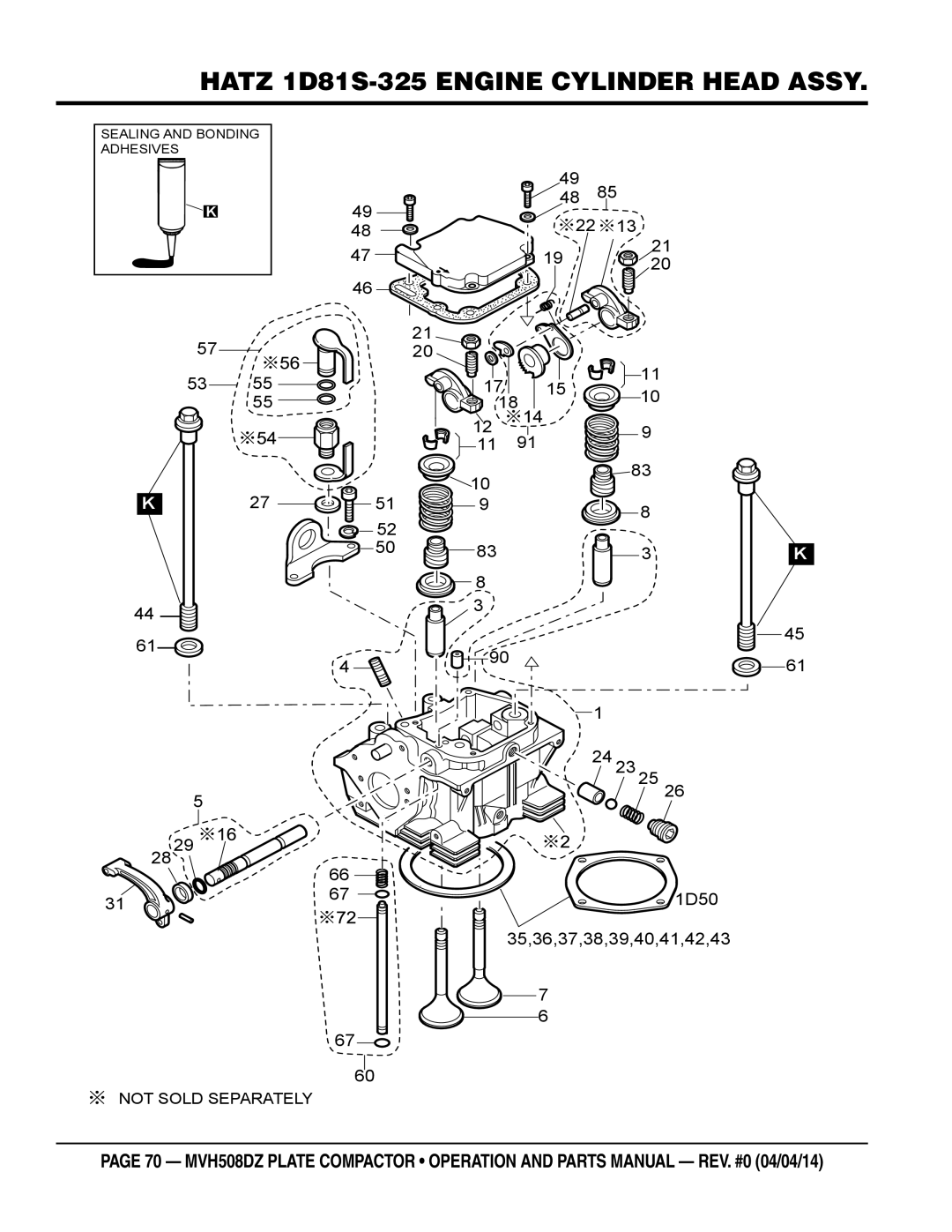 Multiquip HATZ1D81S-325 manual Hatz 1D81S-325 Engine Cylinder Head Assy 