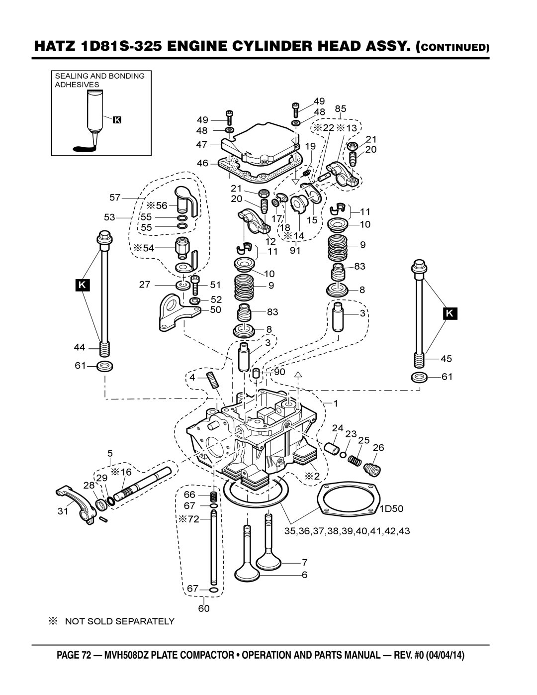 Multiquip HATZ1D81S-325 manual Hatz 1D81S-325 Engine Cylinder Head Assy 