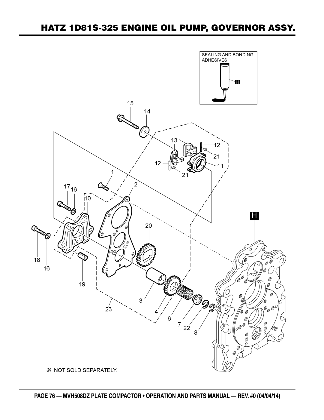 Multiquip HATZ1D81S-325 manual Hatz 1D81S-325 Engine OIL PUMP, Governor Assy 