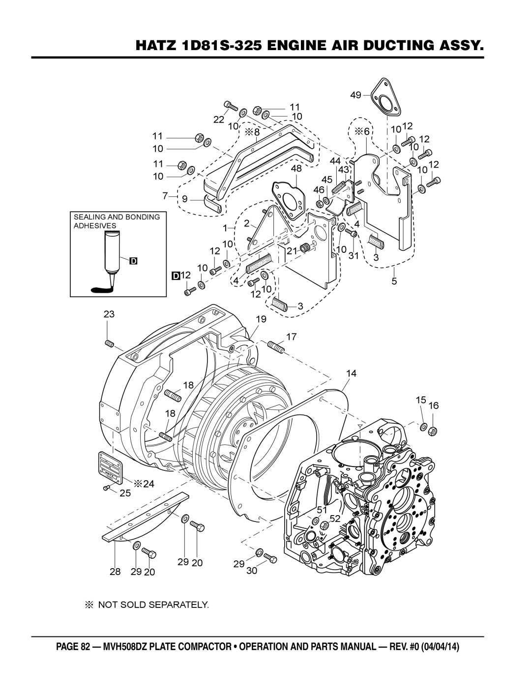 Multiquip HATZ1D81S-325 manual Hatz 1D81S-325 Engine AIR Ducting Assy 