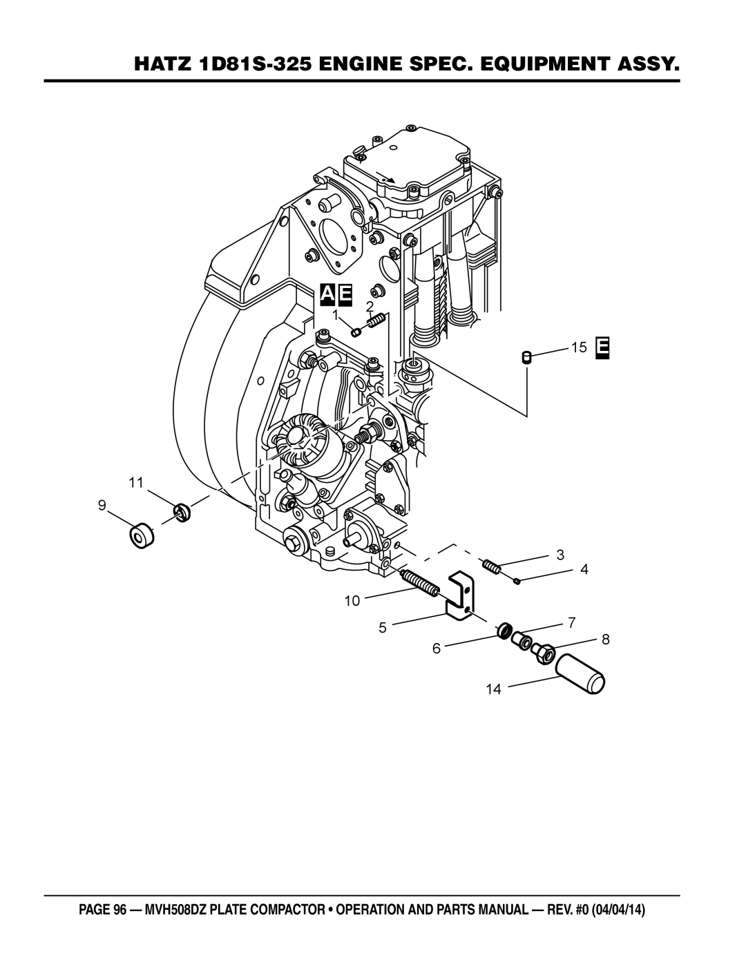 Multiquip HATZ1D81S-325 manual Hatz 1D81S-325 Engine SPEC. Equipment Assy 