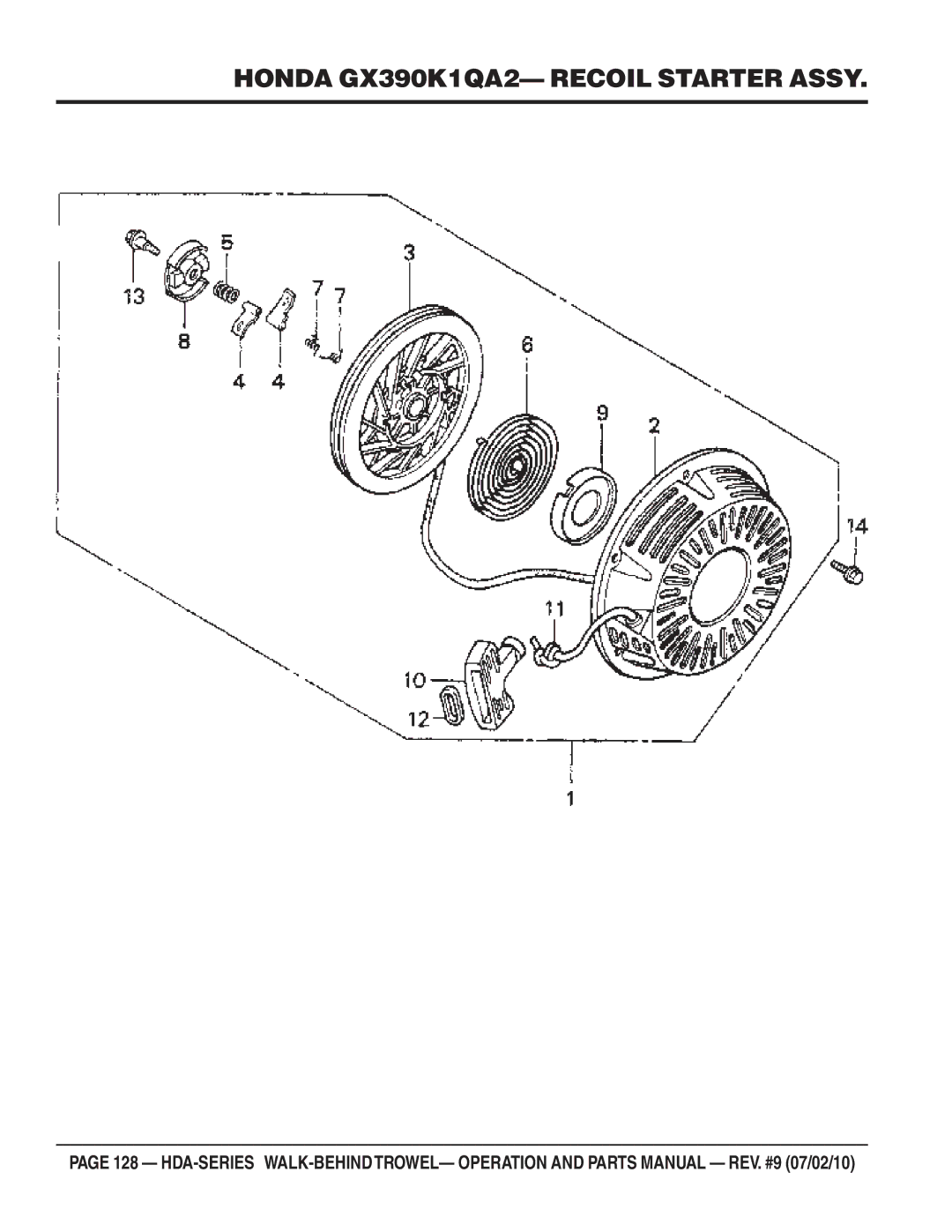 Multiquip hda-series manual Honda GX390K1QA2- Recoil Starter Assy 