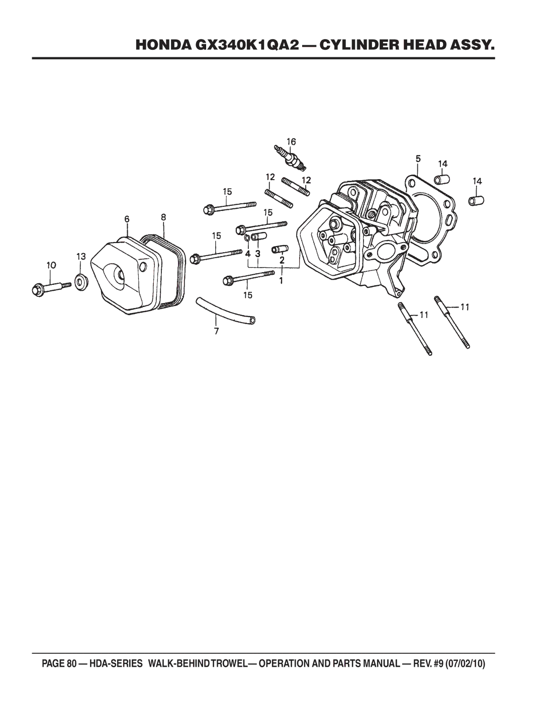 Multiquip hda-series manual Honda GX340K1QA2 Cylinder Head Assy 