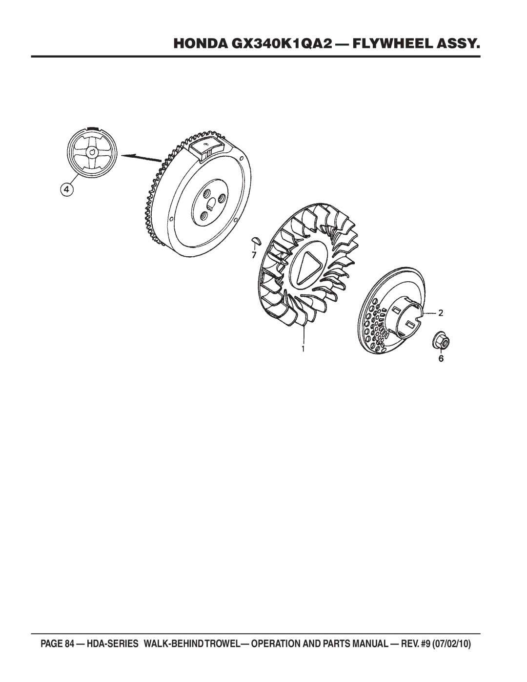 Multiquip hda-series manual Honda GX340K1QA2 Flywheel Assy 