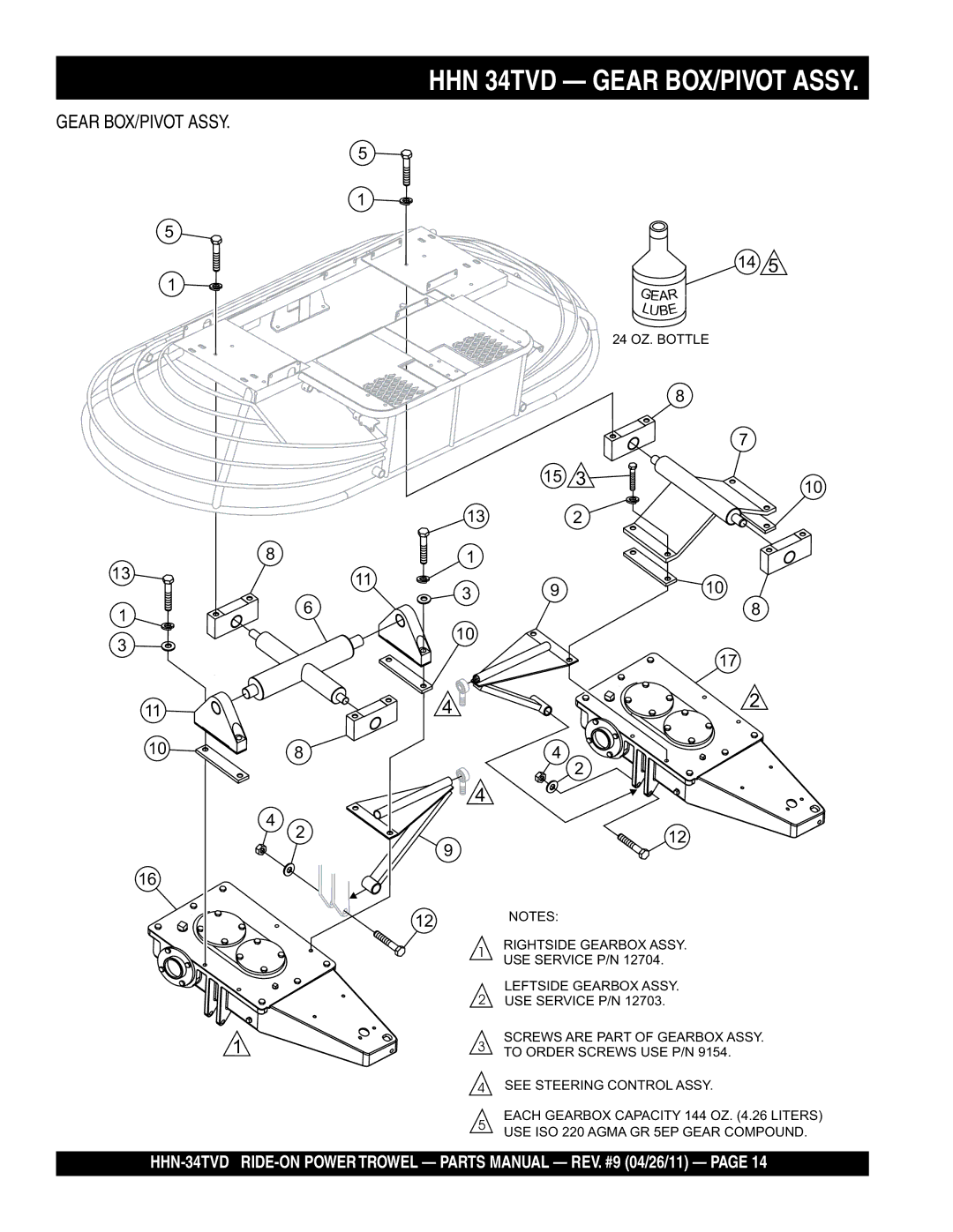 Multiquip HHN-34TVD manual HHN 34TVD Gear BOX/PIVOT Assy 