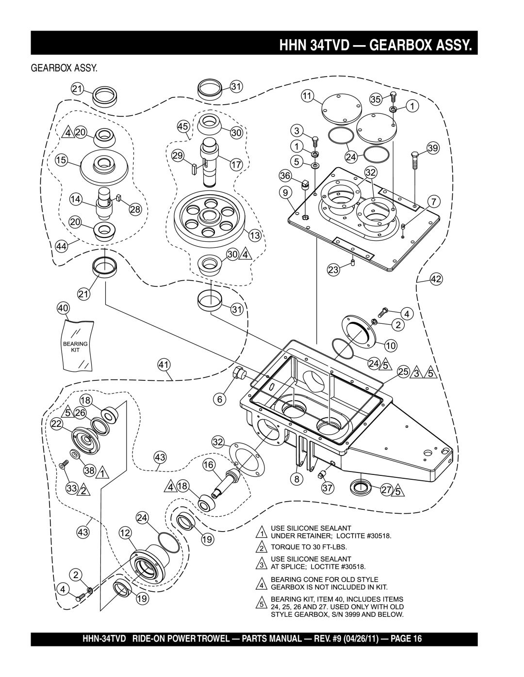 Multiquip HHN-34TVD manual HHN 34TVD Gearbox Assy 