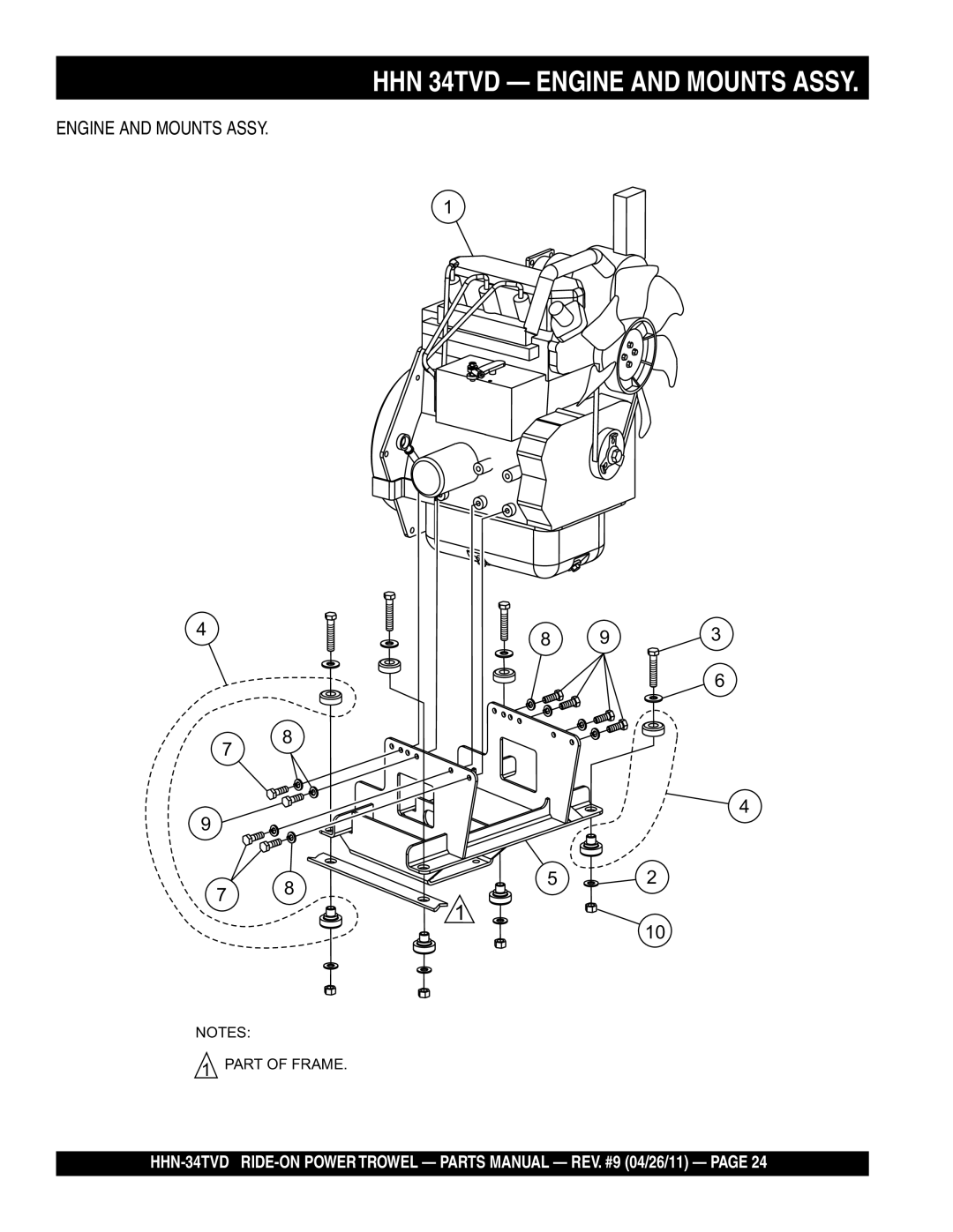 Multiquip HHN-34TVD manual HHN 34TVD Engine and Mounts Assy 