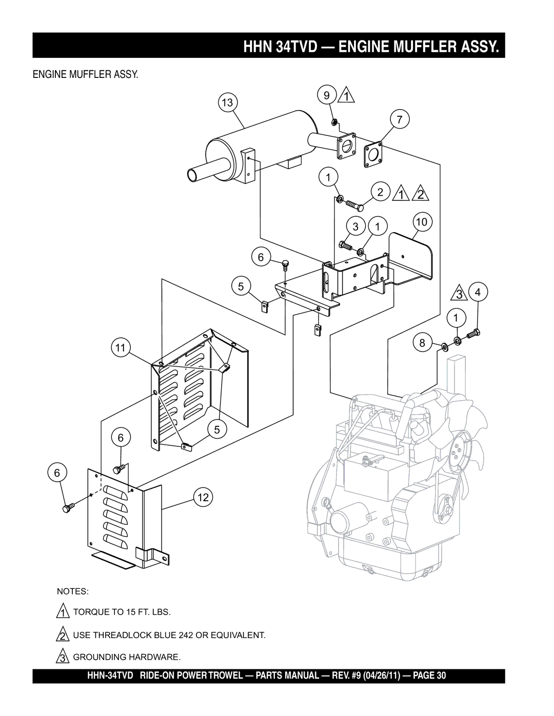 Multiquip HHN-34TVD manual HHN 34TVD Engine Muffler Assy 