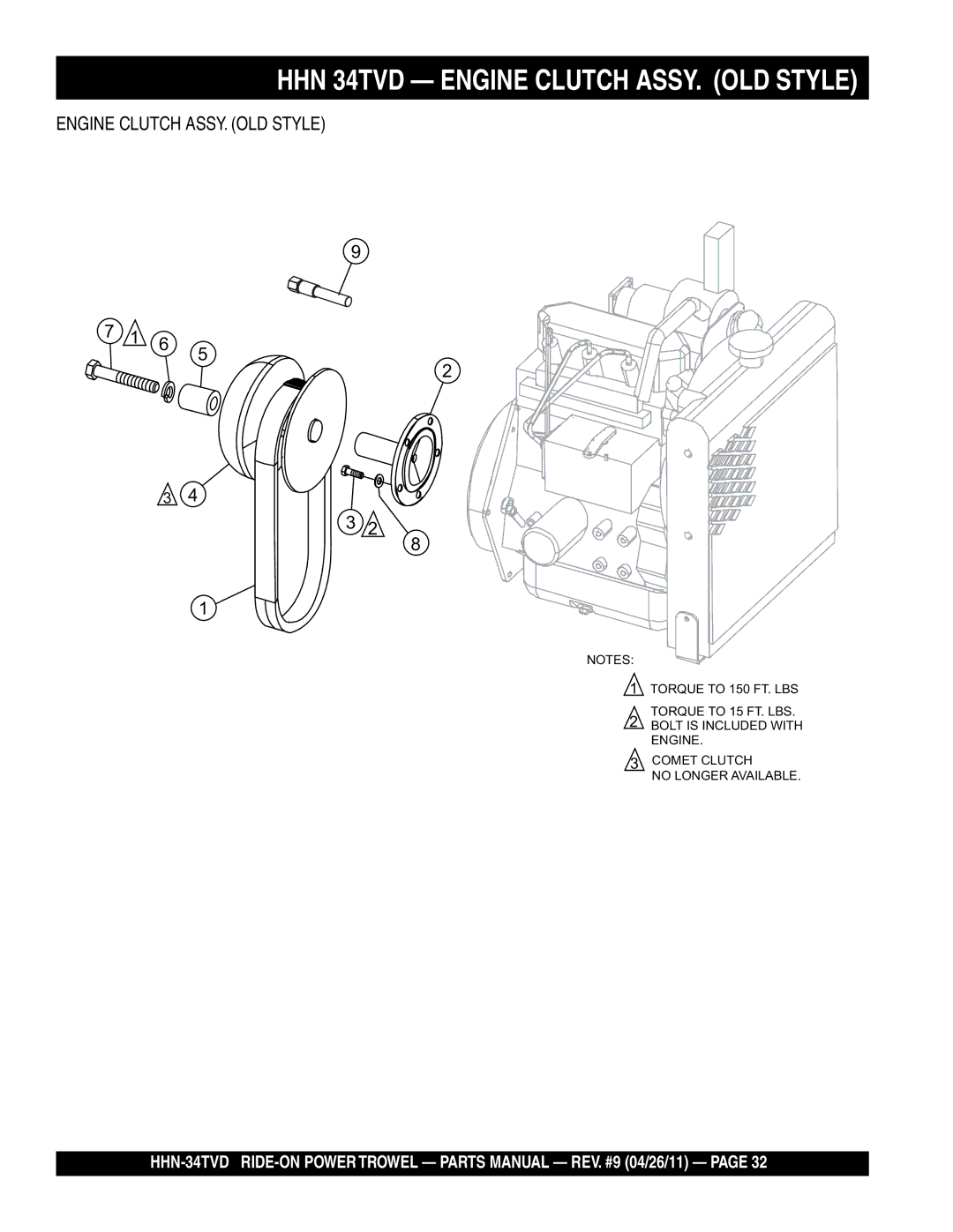 Multiquip HHN-34TVD manual HHN 34TVD Engine Clutch ASSY. OLD Style 