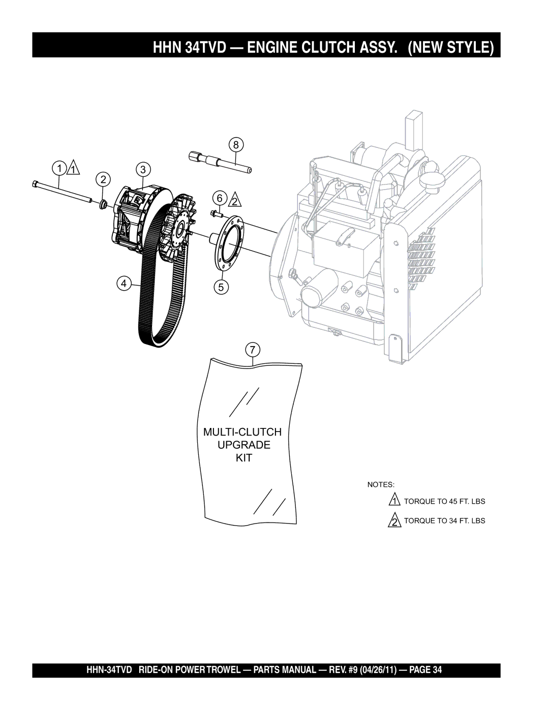 Multiquip HHN-34TVD manual HHN 34TVD Engine Clutch ASSY. NEW Style 