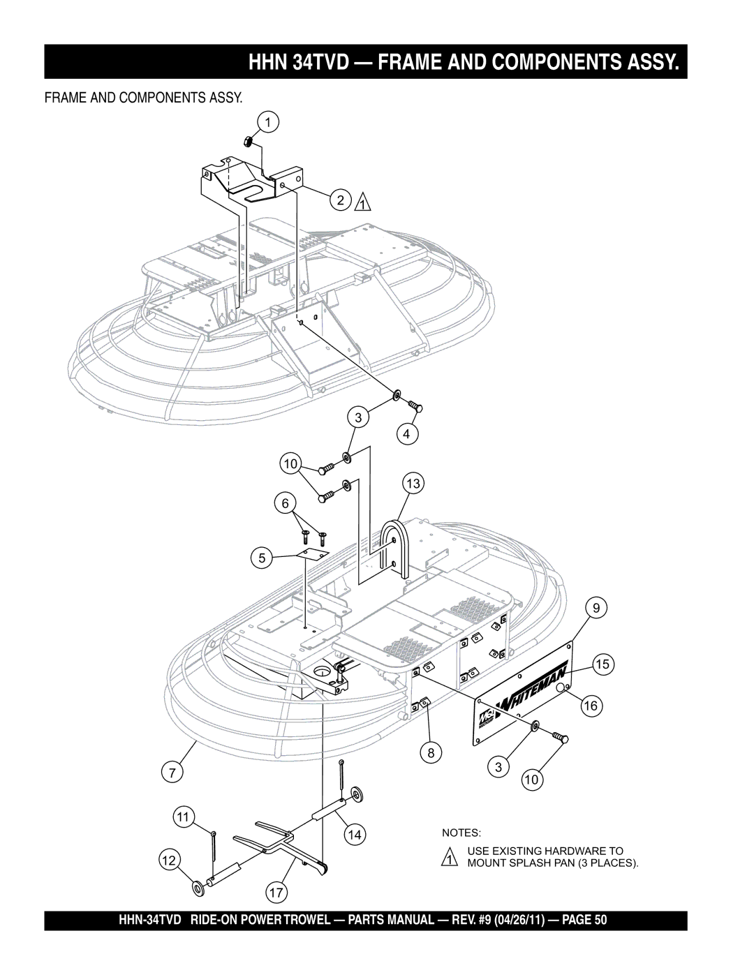 Multiquip HHN-34TVD manual HHN 34TVD Frame and Components Assy 