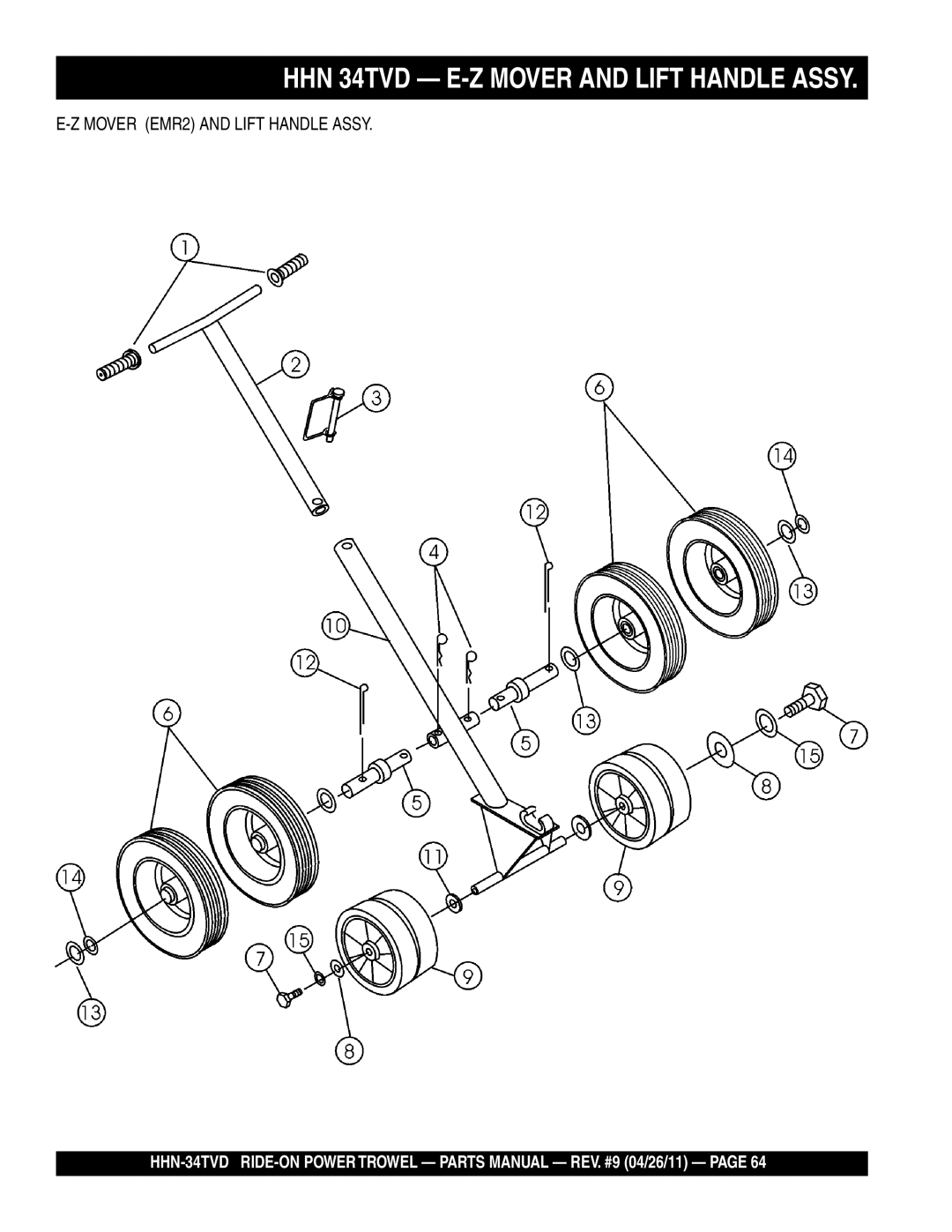 Multiquip HHN-34TVD manual HHN 34TVD E-Z Mover and Lift Handle Assy 