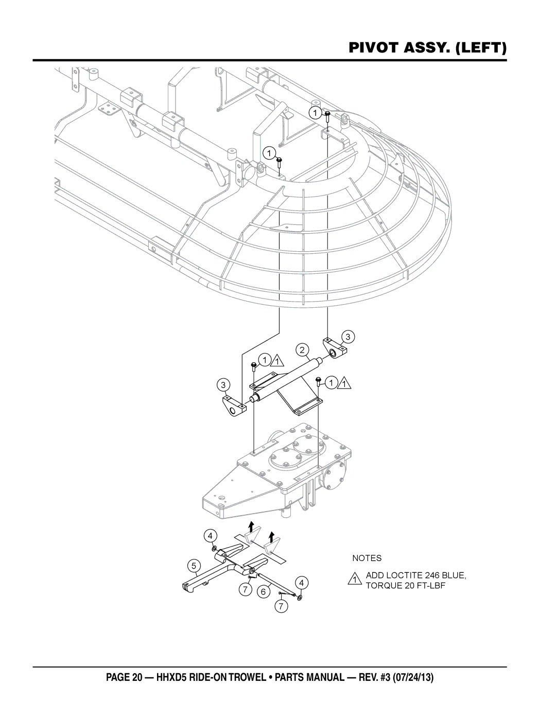 Multiquip HHSD5 manual Pivot ASSY. left 