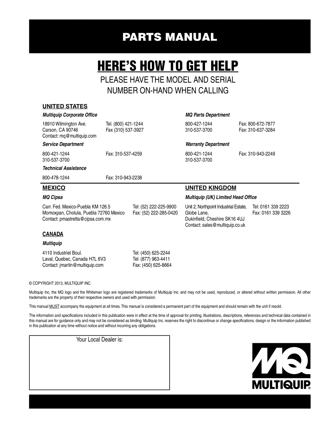 Multiquip HHSD5 manual HERE’S HOW to GET Help 