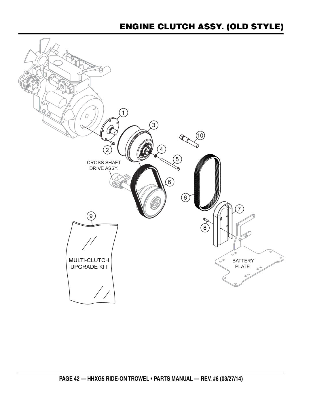 Multiquip HHXG5 manual Engine Clutch assy. OLD Style 