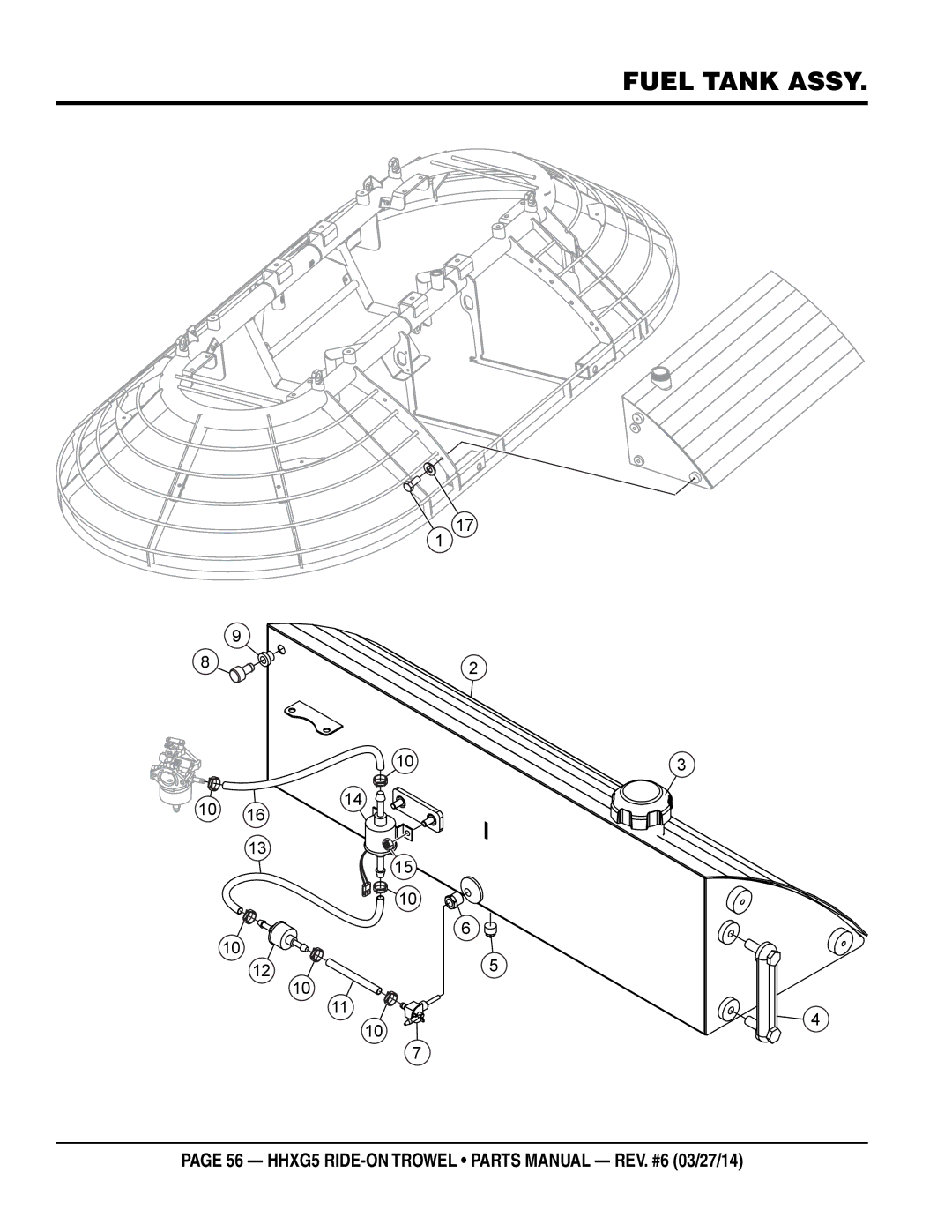 Multiquip HHXG5 manual Fuel Tank assy 