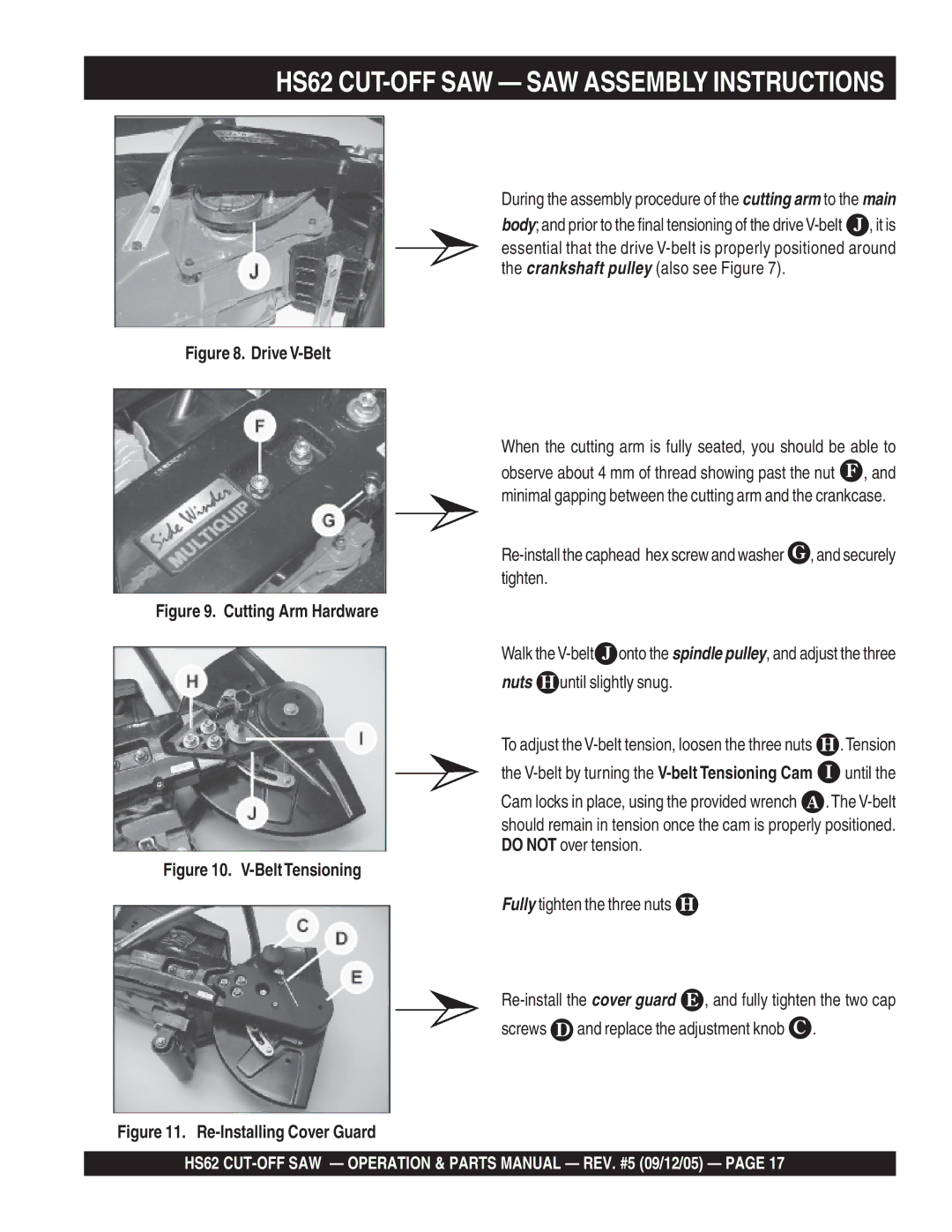 Multiquip manual HS62 CUT-OFF SAW SAW Assembly Instructions 