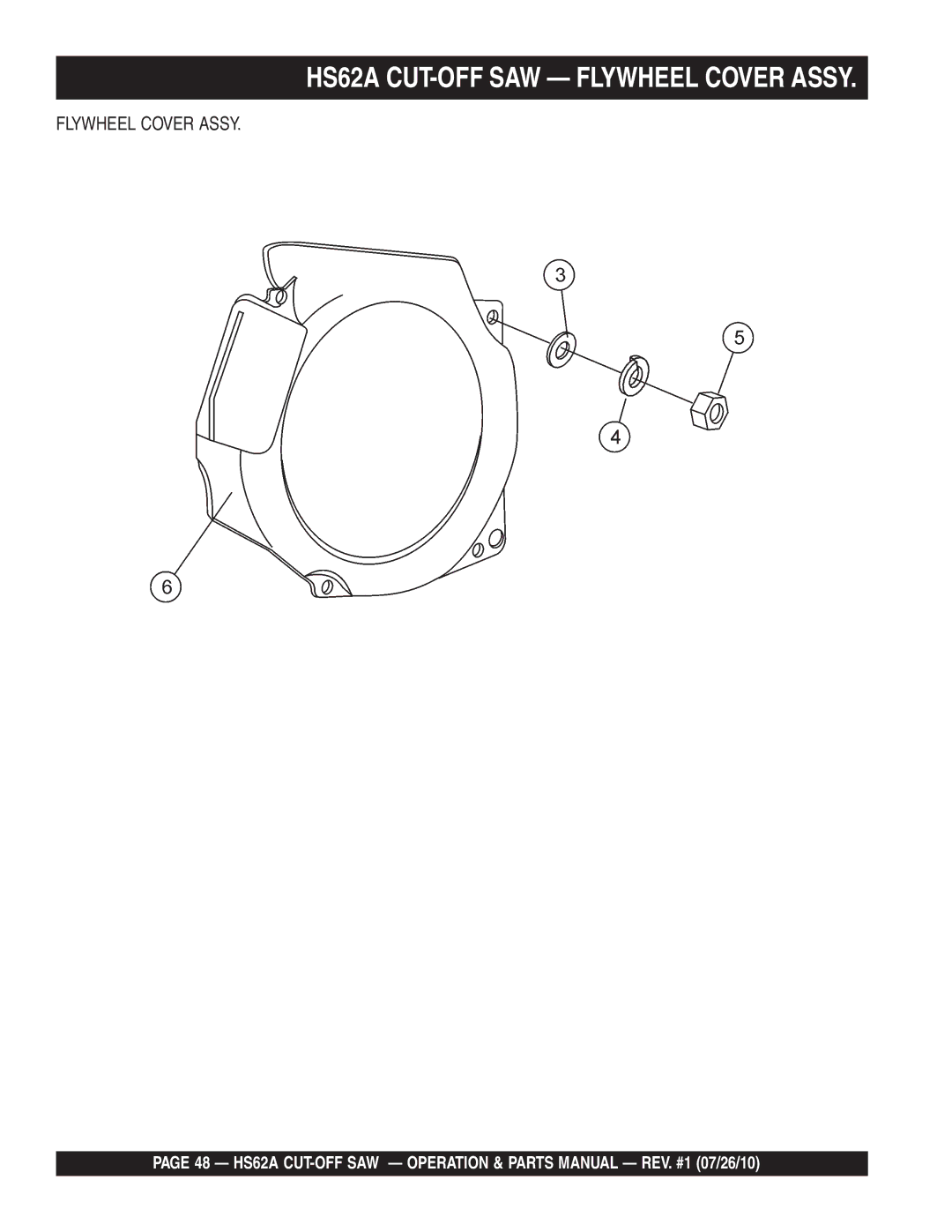 Multiquip manual HS62A CUT-OFF SAW Flywheel Cover Assy 