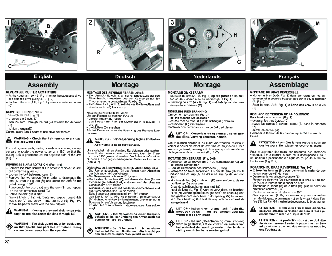 Multiquip HS81, HS62 manual Assembly Montage 