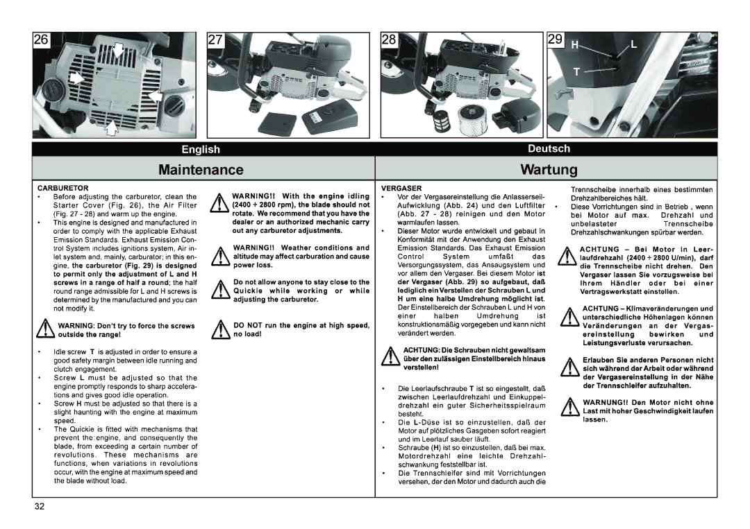 Multiquip HS81, HS62 manual Maintenance 