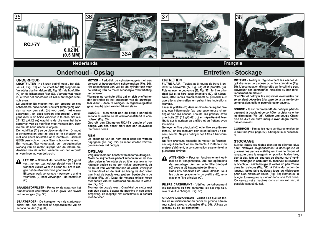 Multiquip HS62, HS81 manual Entretien Stockage 