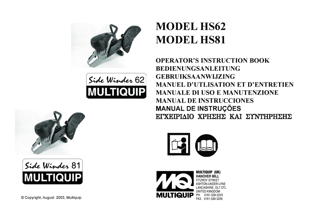 Multiquip manual Model HS62 Model HS81 