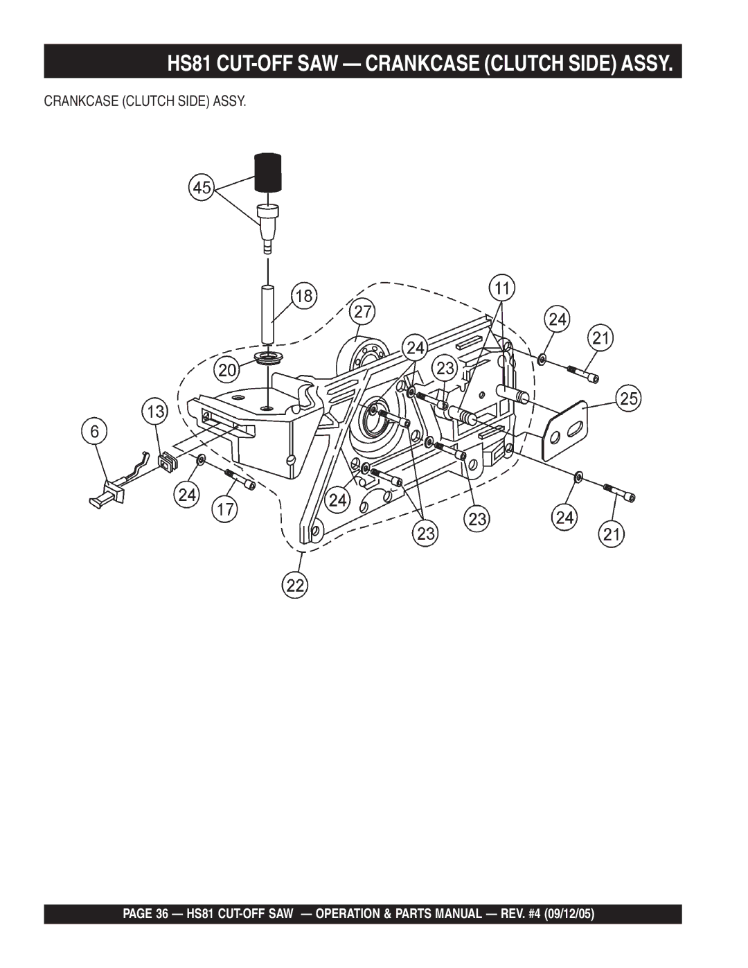 Multiquip manual HS81 CUT-OFF SAW Crankcase Clutch Side Assy 