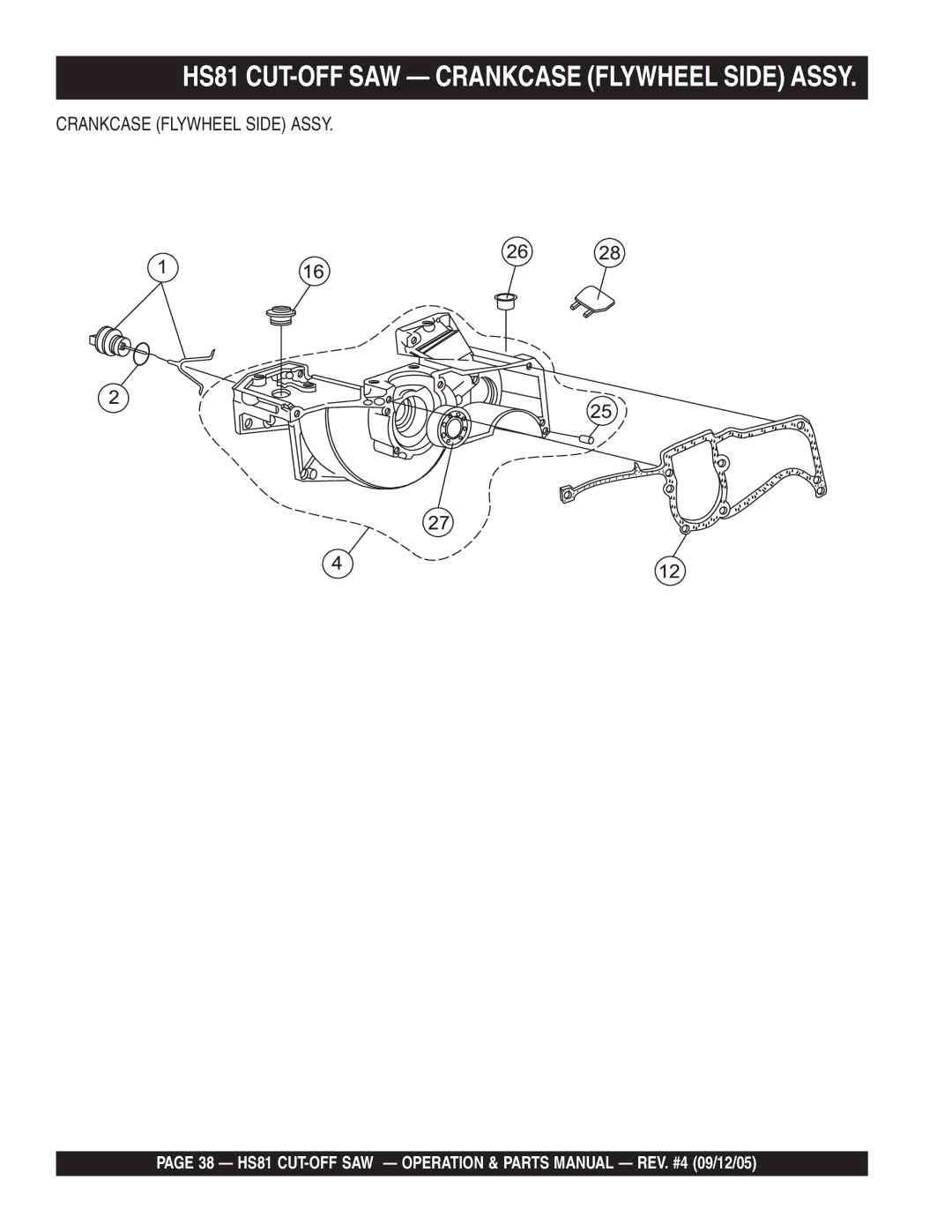 Multiquip manual HS81 CUT-OFF SAW Crankcase Flywheel Side Assy 