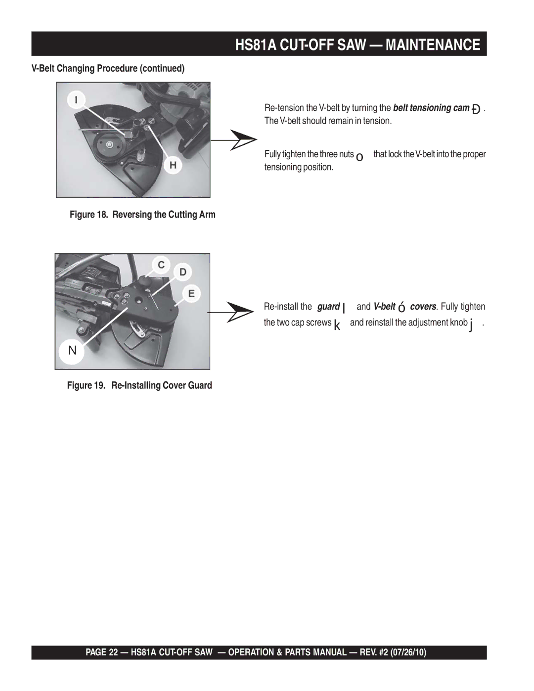 Multiquip manual HS81A CUT-OFF SAW Maintenance 