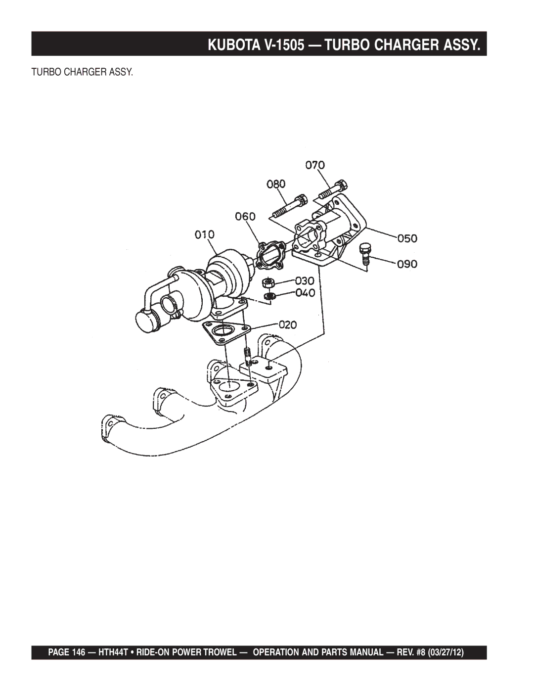 Multiquip HTH44T manual Kubota V-1505 Turbo Charger Assy 