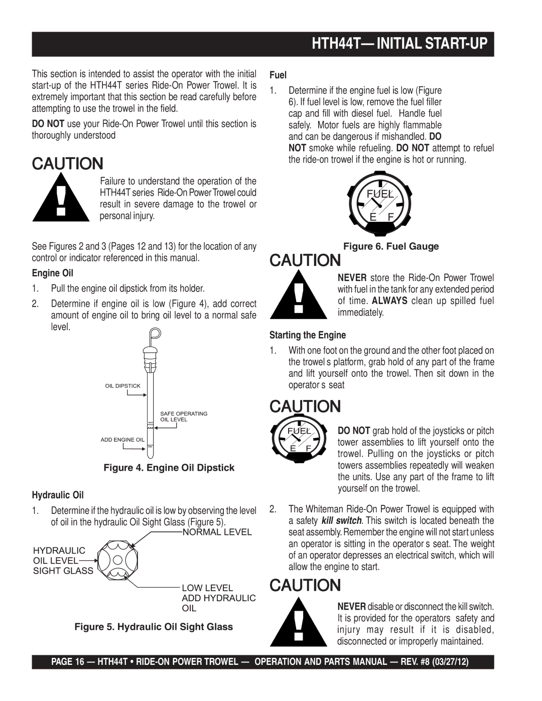 Multiquip manual HTH44T- Initial START-UP, Fuel 