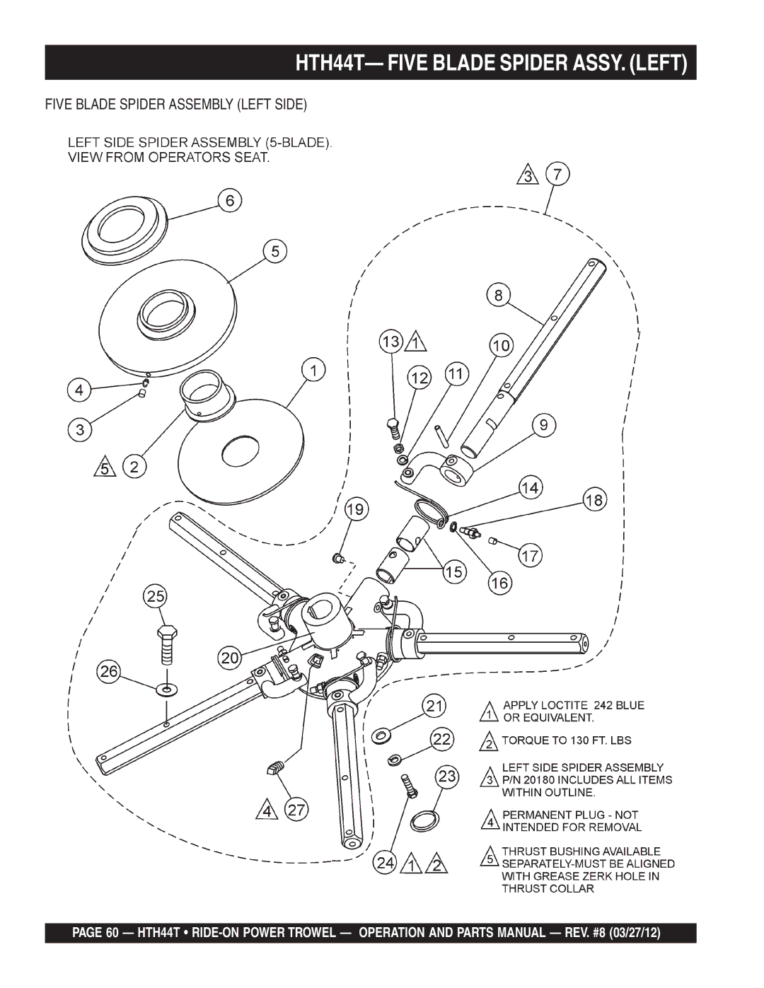 Multiquip manual HTH44T- Five Blade Spider ASSY. Left, Five Blade Spider Assembly Left Side 