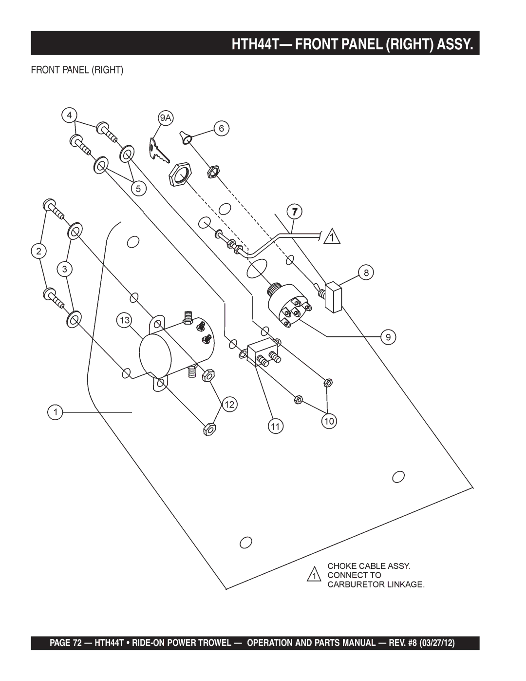 Multiquip manual HTH44T- Front Panel Right Assy 