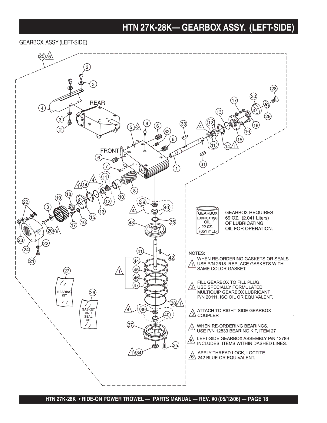 Multiquip HTN 27K-28K-TCSL manual HTN 27K-28K- Gearbox ASSY. LEFT-SIDE 