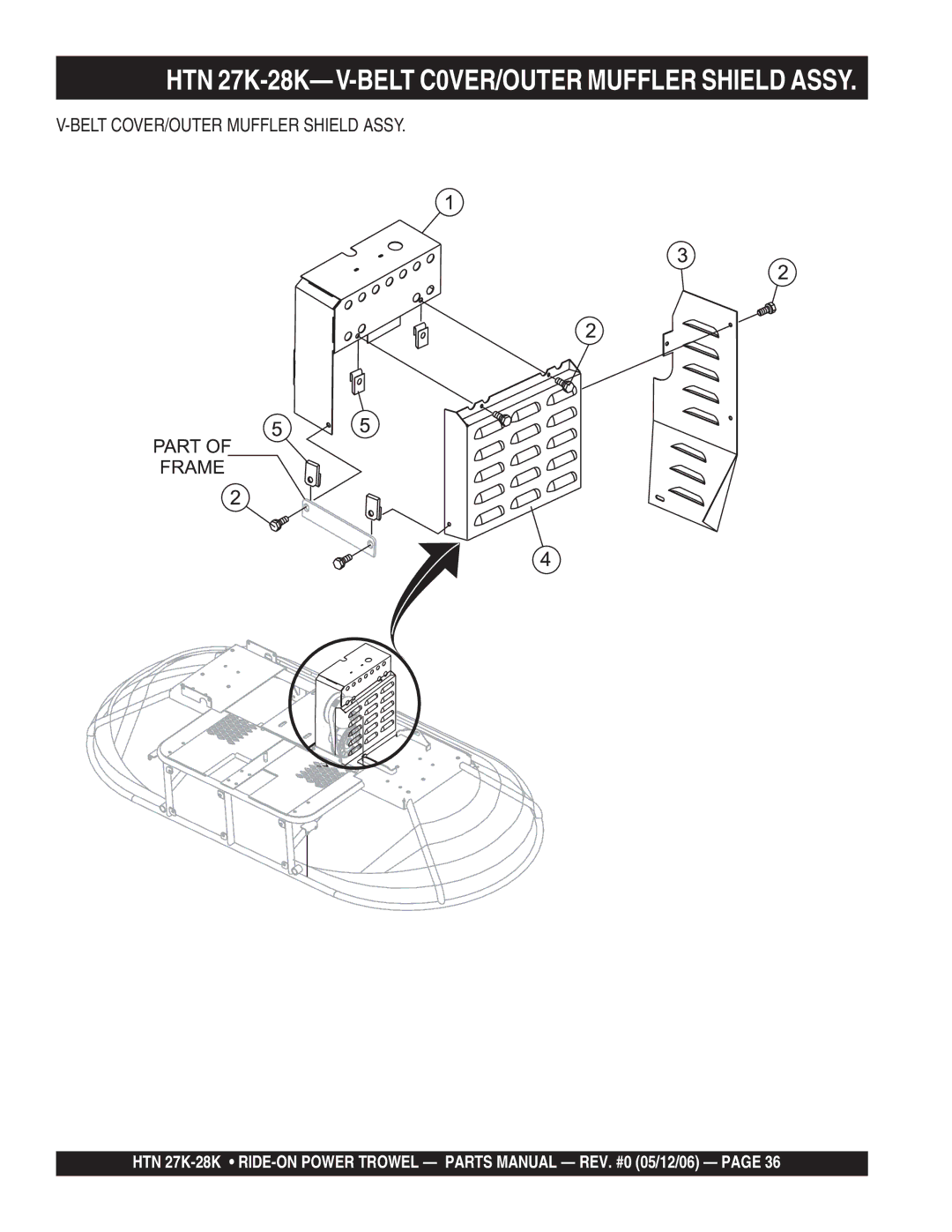 Multiquip HTN 27K-28K-TCSL manual HTN 27K-28K-V-BELT C0VER/OUTER Muffler Shield Assy, Belt COVER/OUTER Muffler Shield Assy 